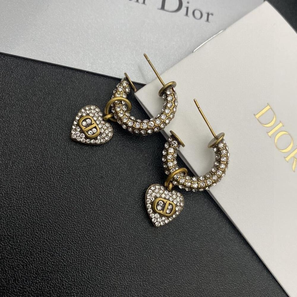 Christian Dior Diamond Heart Shaped Pendant Earrings - Picture 5 of 5